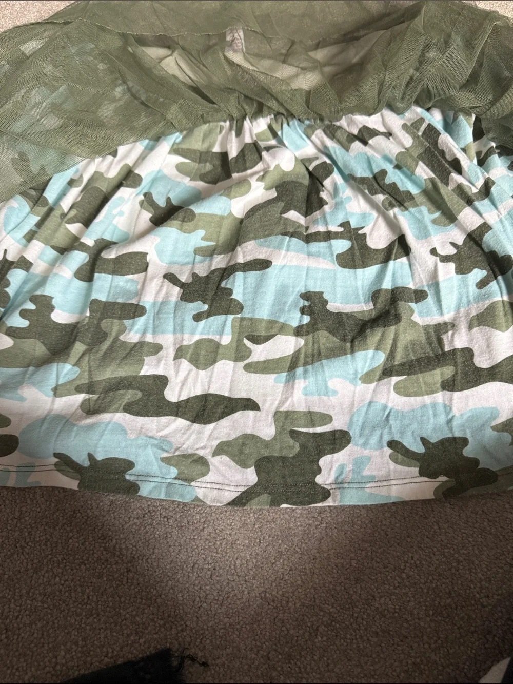 Green Camo Tulle Skater Skort